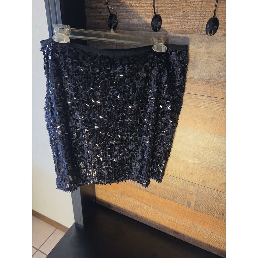 Ann Taylor Black Sequin Mini Skirt Size 12